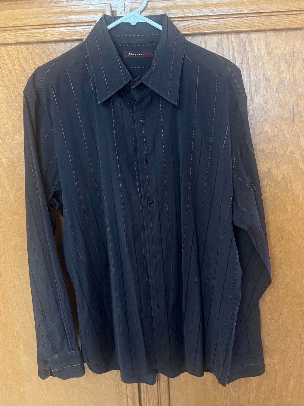 Thirty six red jacquard Men's Brown Pinstripe Dress Shirt XXL